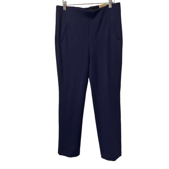 Chico’s Fabulously Slimming Pants Navy Blue Size 6 Short Ponte Knit Slim NWT - Picture 1 of 9
